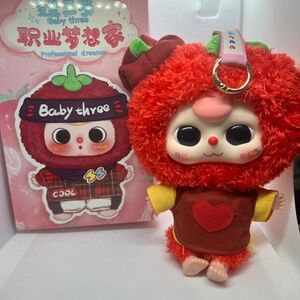 Kawaii Baby Three Animal Party Strawberry Painter Keychain or bag charm new